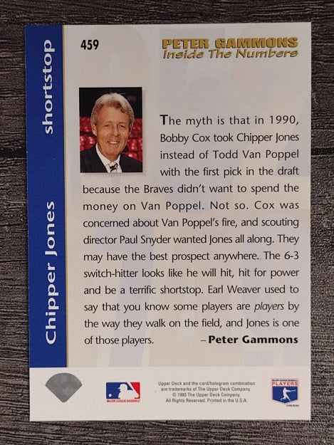 1993 Upper Deck #459 Chipper Jones IN