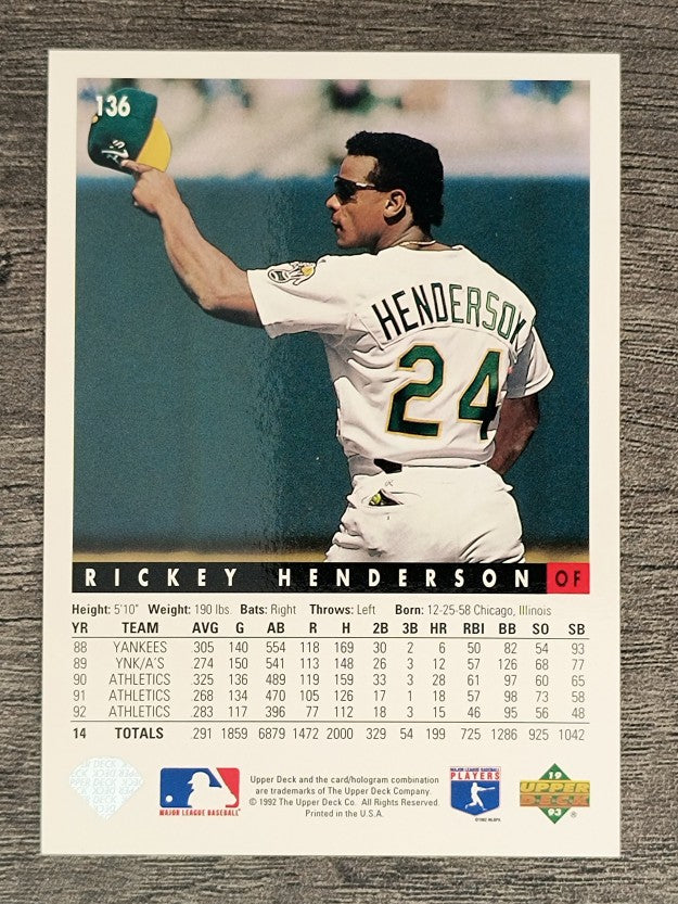 1993 Upper Deck #136 Rickey Henderson