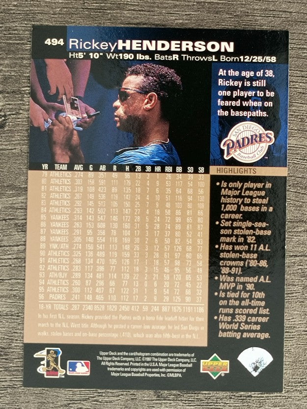 1997 Upper Deck #494 Rickey Henderson