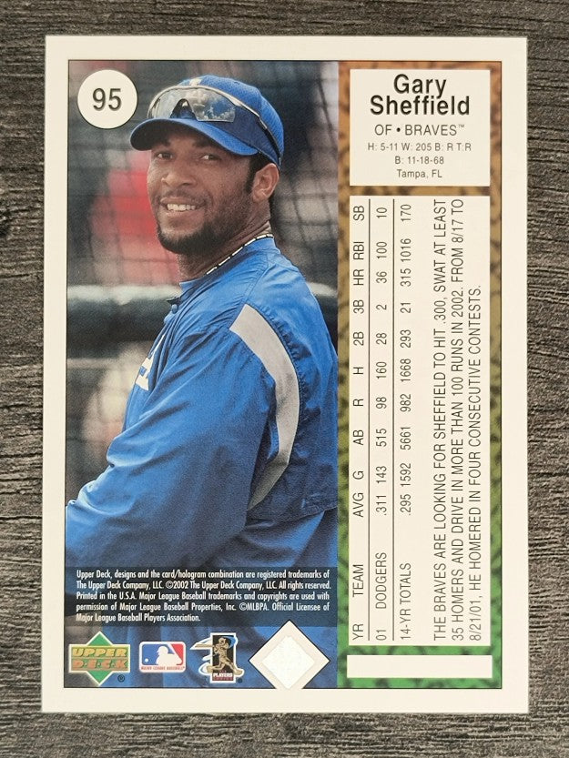 2002 UD Authentics #95 Gary Sheffield