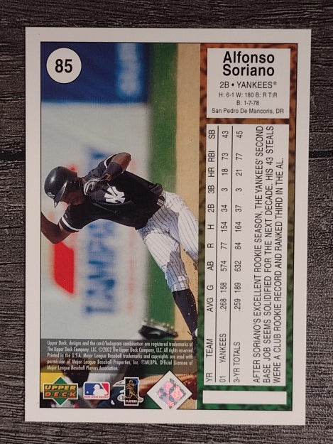 2002 UD Authentics #85 Alfonso Soriano