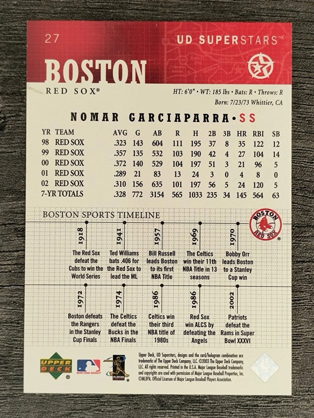 2002-03 UD SuperStars #27 Nomar Garciaparra