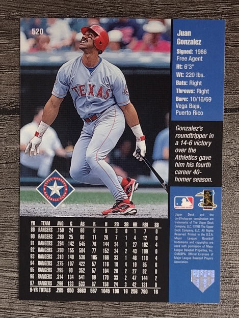 1998 Upper Deck #520 Juan Gonzalez