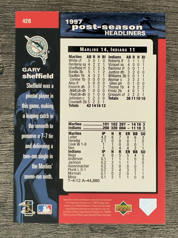 1998 Upper Deck #428 Gary Sheffield PH