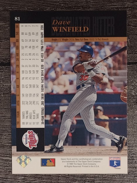 1994 Upper Deck #81 Dave Winfield