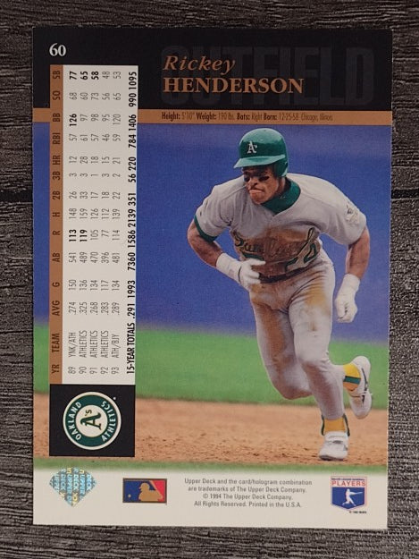 1994 Upper Deck #60 Rickey Henderson