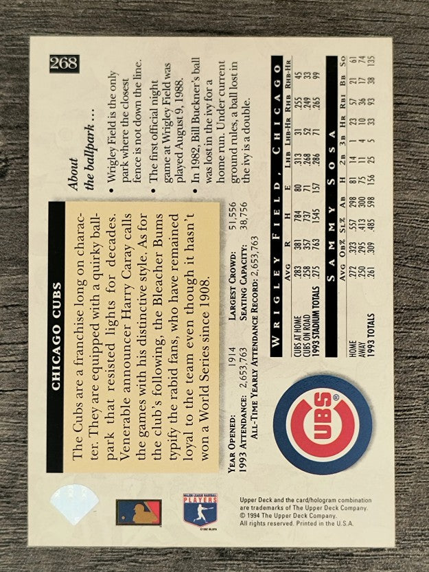 1994 Upper Deck #268 Sammy Sosa HFA