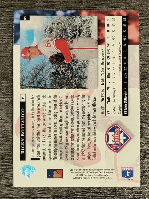 1994 Upper Deck #6 Ricky Bottalico RC