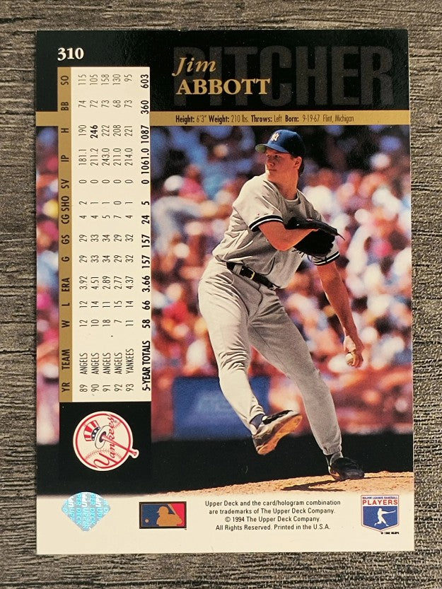 1994 Upper Deck #310 Jim Abbott