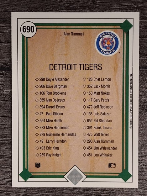 1989 Upper Deck #690 Alan Trammell TC