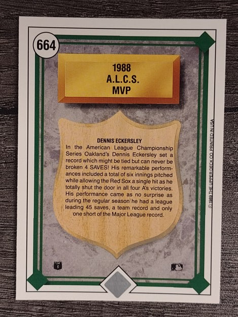 1989 Upper Deck #664 Dennis Eckersley/ALCS MVP