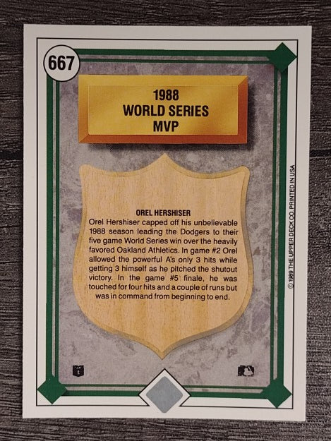 1989 Upper Deck #667 Orel Hershiser WS MVP