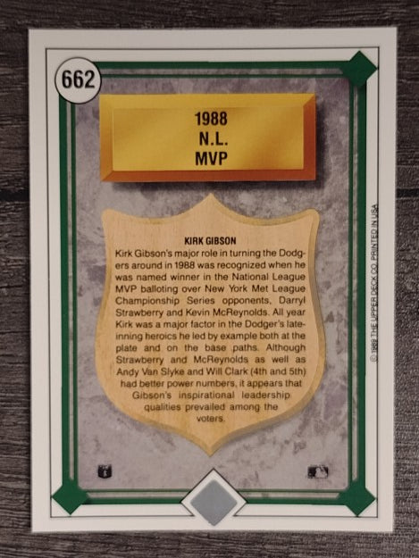 1989 Upper Deck #662 Kirk Gibson NL MVP
