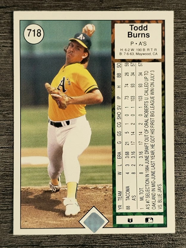 1989 Upper Deck #718 Todd Burns