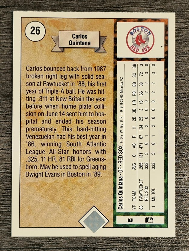 1989 Upper Deck #26 Carlos Quintana RC