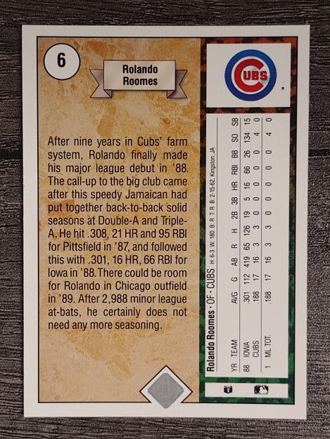 1989 Upper Deck #6 Rolando Roomes RC