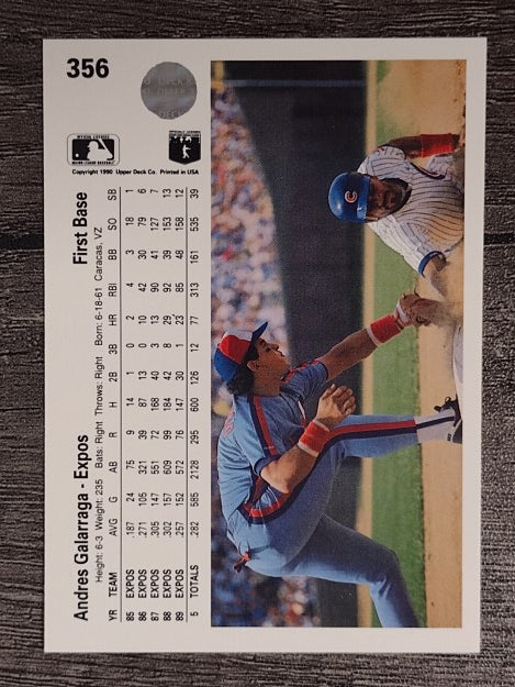 1990 Upper Deck #356 Andres Galarraga