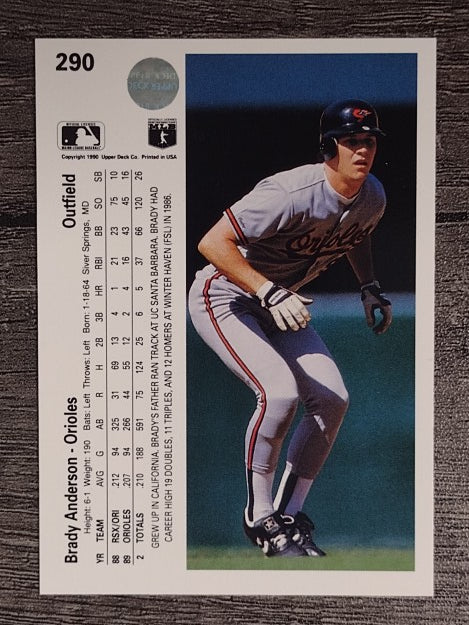 1990 Upper Deck #290 Brady Anderson