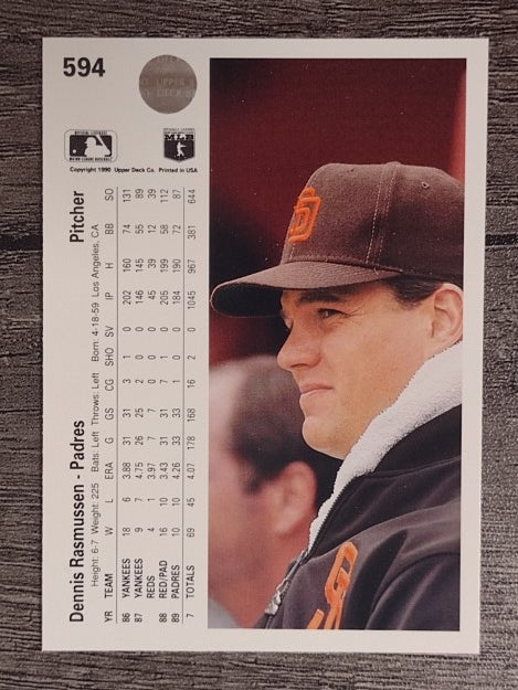 1990 Upper Deck #594 Dennis Rasmussen