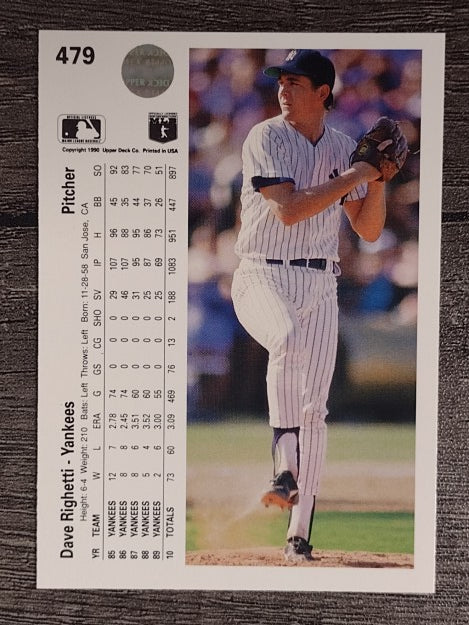 1990 Upper Deck #479 Dave Righetti