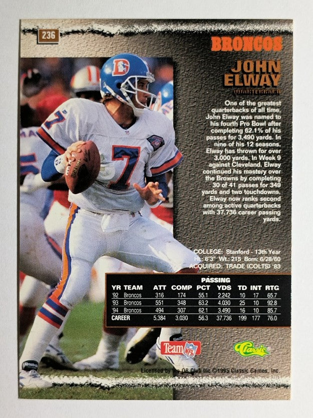 1995 Pro Line National Silver #236 John Elway (EXMT)