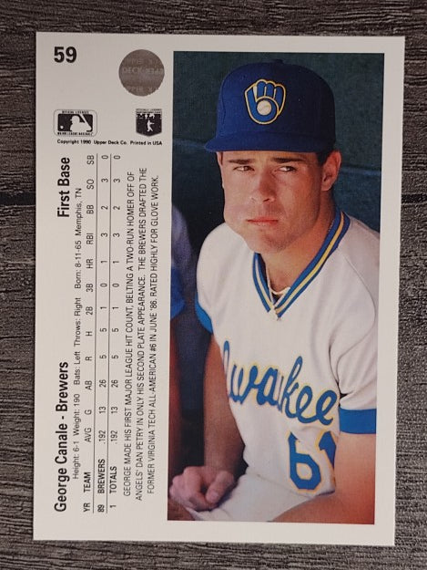 1990 Upper Deck #59 George Canale RC
