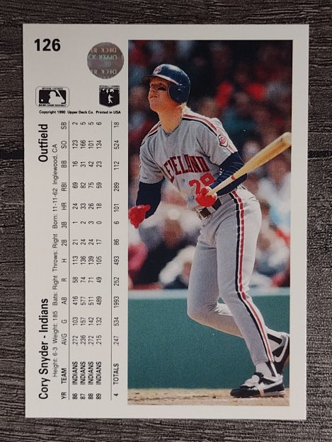 1990 Upper Deck #126 Cory Snyder