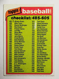 1980 Topps #533 Checklist 485-605 (GOOD)