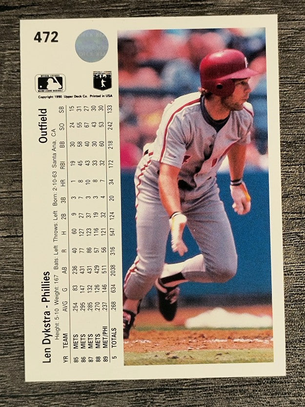 1990 Upper Deck #472 Len Dykstra