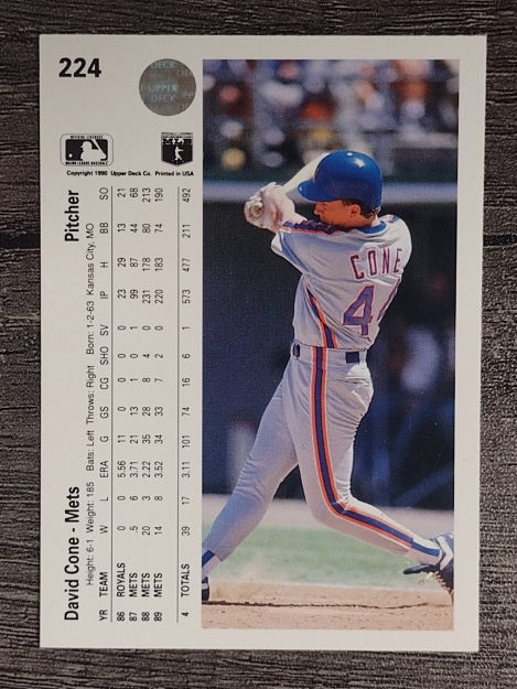 1990 Upper Deck #224 David Cone