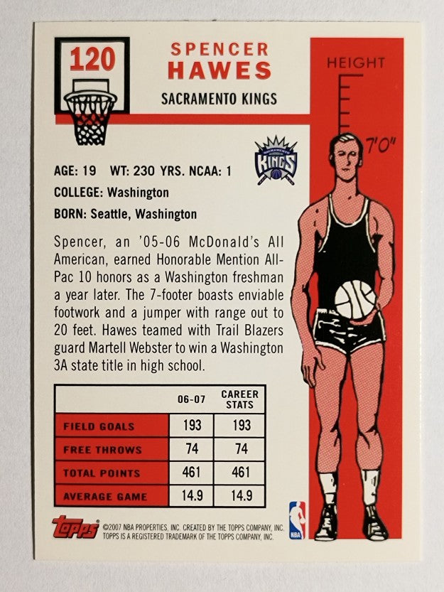 2007-08 Topps 1957-58 Variations #120 Spencer Hawes