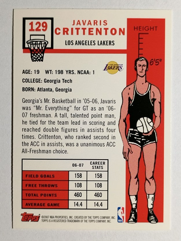 2007-08 Topps 1957-58 Variations #129 Javaris Crittenton