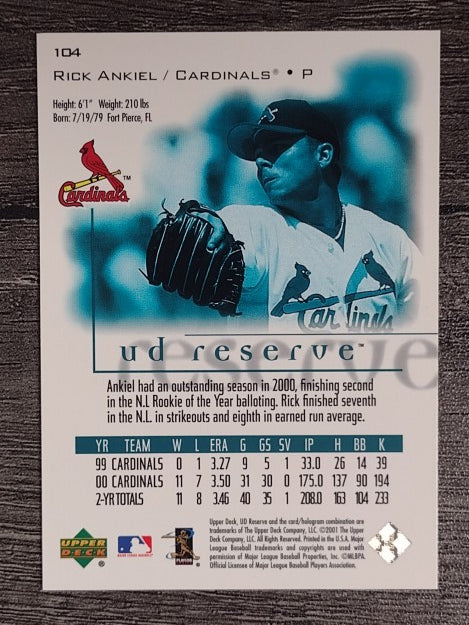 2001 UD Reserve #104 Rick Ankiel