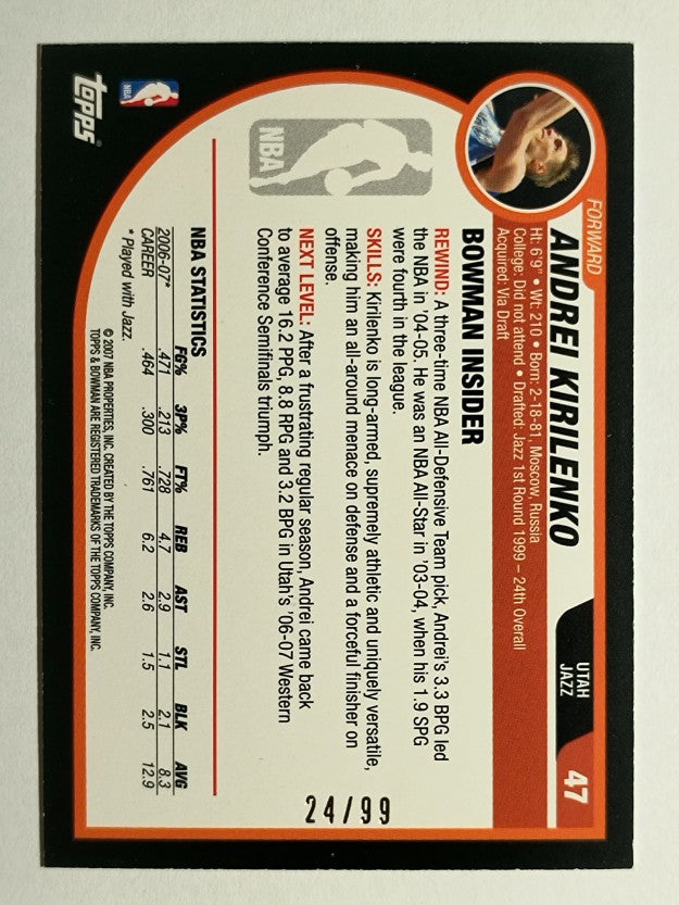 2007-08 Bowman Gold #47 Andrei Kirilenko