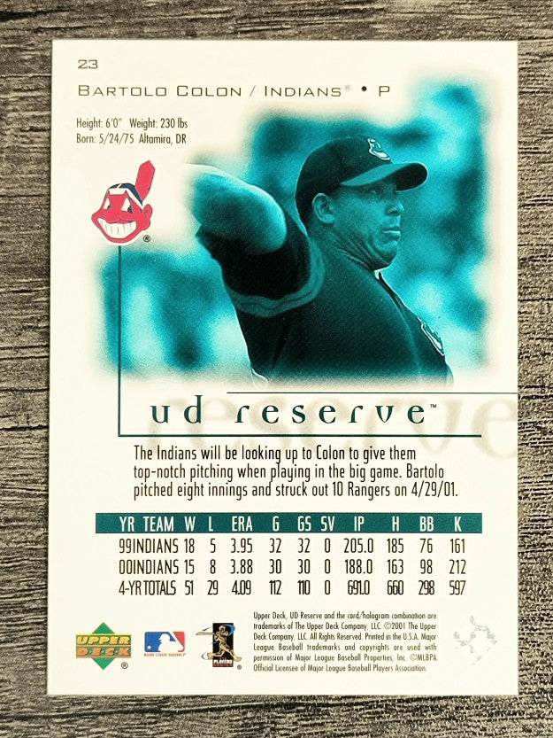 2001 UD Reserve #23 Bartolo Colon