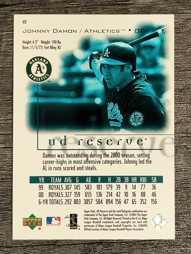 2001 UD Reserve #8 Johnny Damon