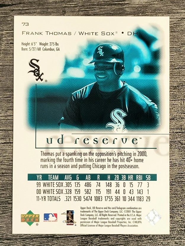 2001 UD Reserve #73 Frank Thomas