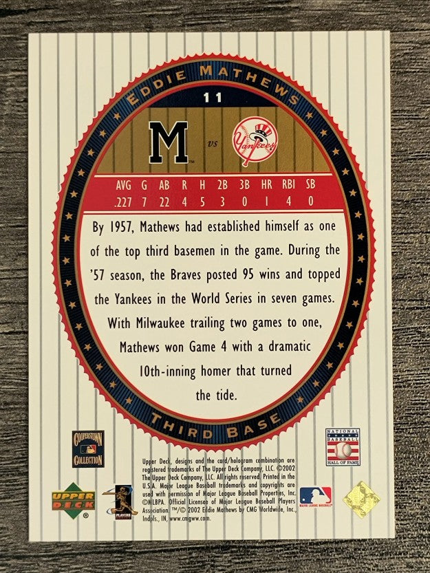 2002 Upper Deck World Series Heroes #11 Eddie Mathews