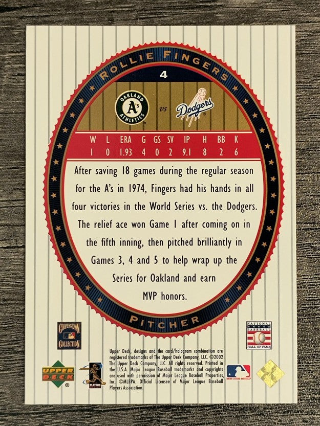 2002 Upper Deck World Series Heroes #4 Rollie Fingers