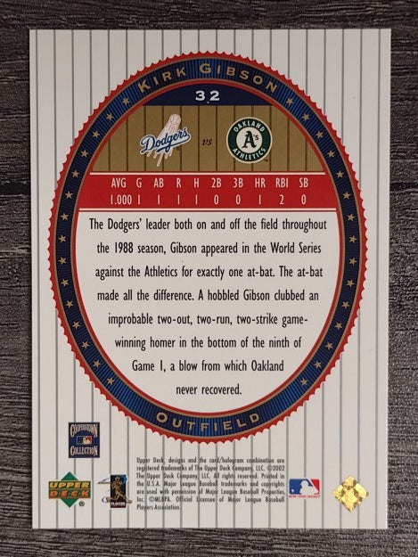 2002 Upper Deck World Series Heroes #32 Kirk Gibson