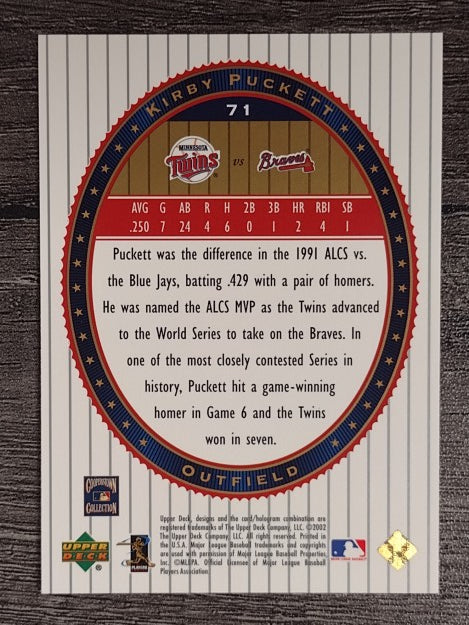 2002 Upper Deck World Series Heroes #71 Kirby Puckett