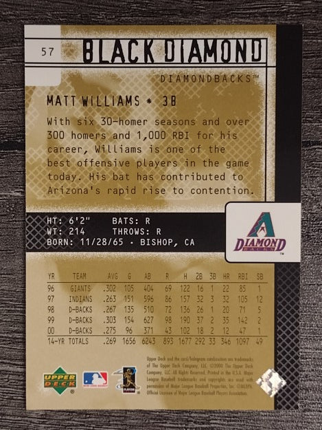 2000 Black Diamond Rookie Edition #57 Matt Williams