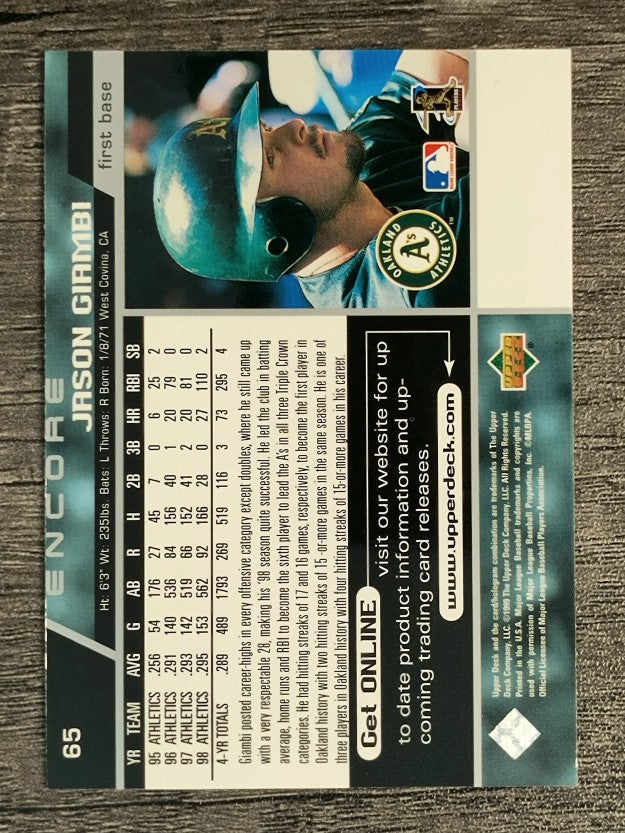 1999 Upper Deck Encore #65 Jason Giambi