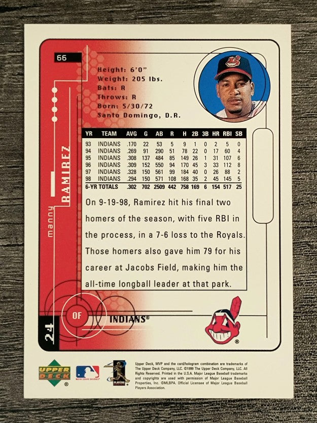 1999 Upper Deck MVP #66 Manny Ramirez