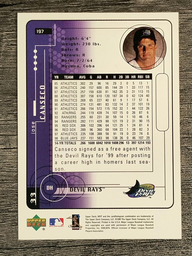 1999 Upper Deck MVP #197 Jose Canseco