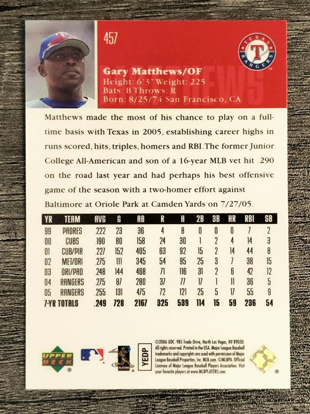 2006 Upper Deck Special F/X #457 Gary Matthews