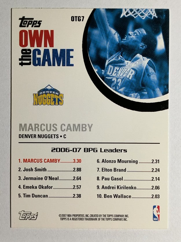 2007-08 Topps Own the Game #OTG7 Marcus Camby