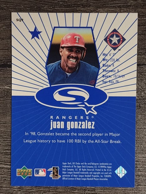 1999 UD Choice StarQuest #9 Juan Gonzalez