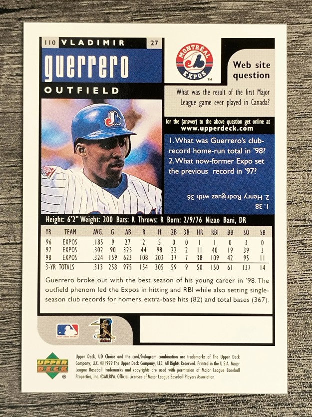 1999 UD Choice #110 Vladimir Guerrero