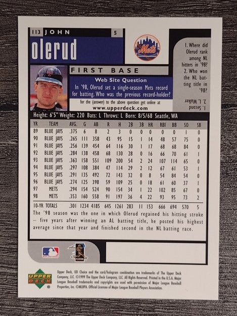 1999 UD Choice #113 John Olerud